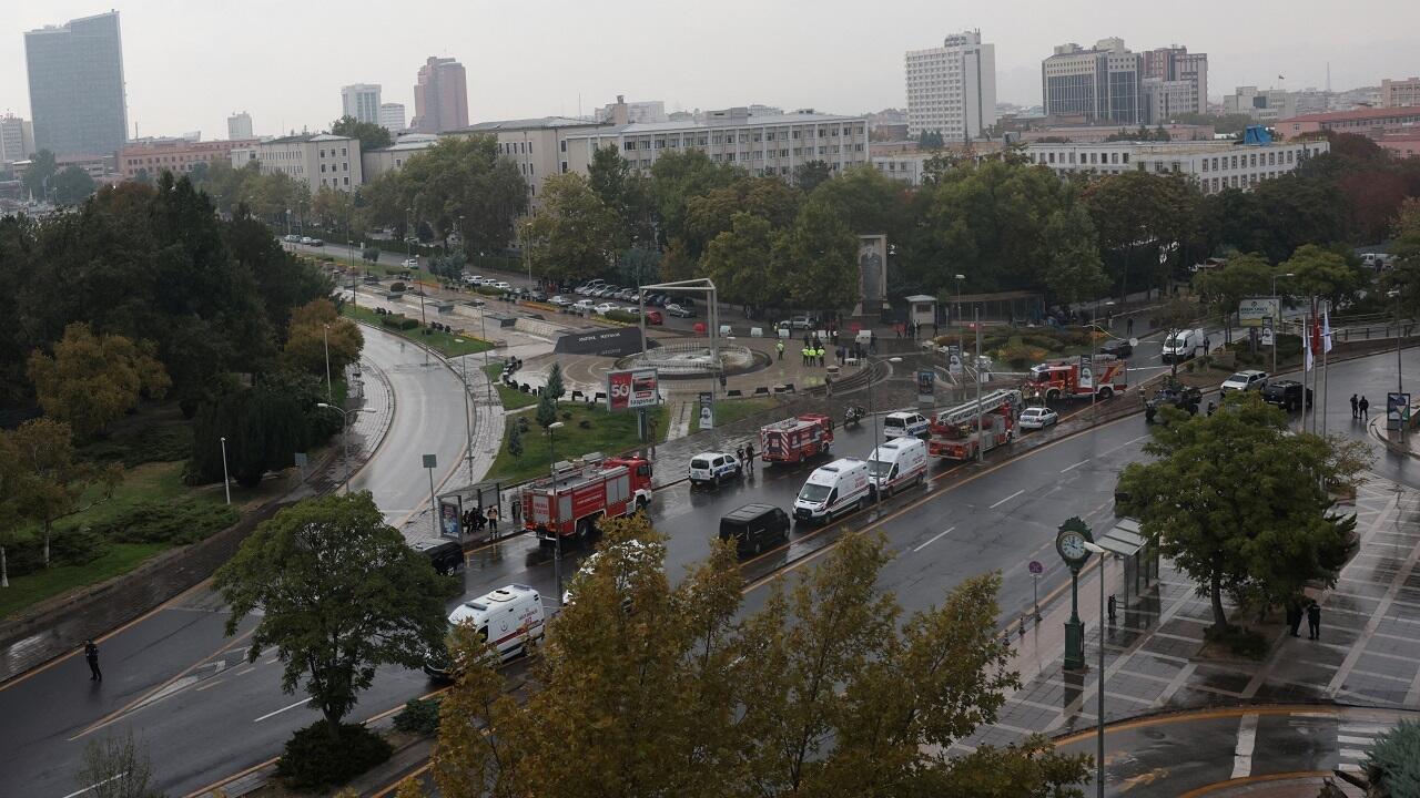 Le quartier où s'est déroulé l'attentat perpétré par deux personnes à Ankara, en Turquie, a été bouclé le 1er octobre 2023.